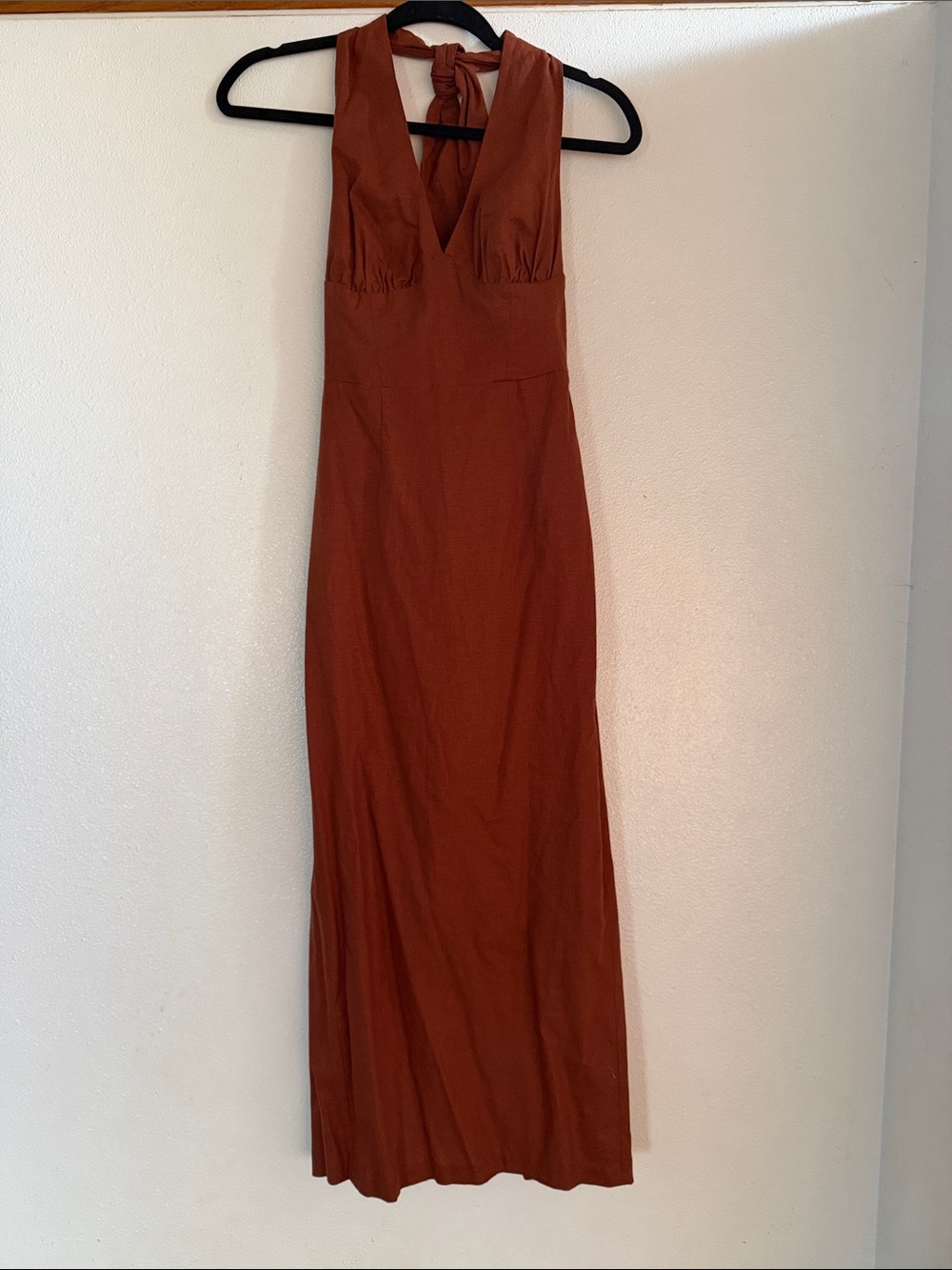 NWT Zara Halter Maxi Dress in Rust size Small